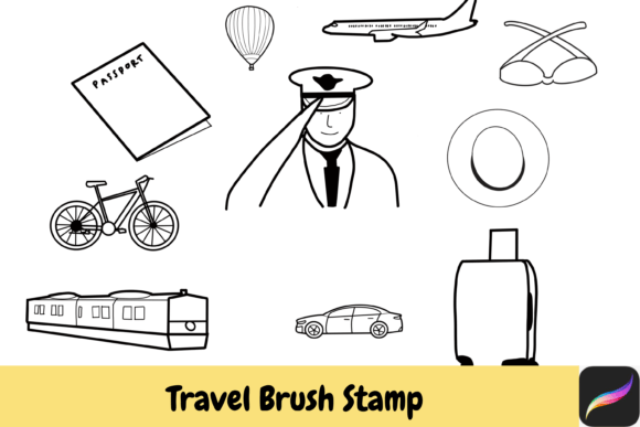 Download Travel Procreate Brush Stamps IPAD - Procreate brush Collection