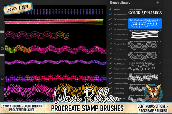 Download Wavy Ribbon Procreate Brush Set - Procreate brush Collection