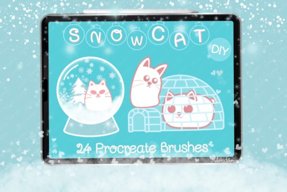Download Procreate Brush Snow Cat Christmas - Procreate brush Collection