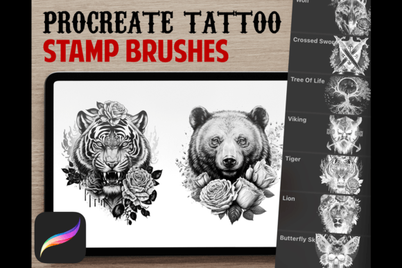 Download Tattoo Stamps Procreate Brush Set - Procreate brush Collection