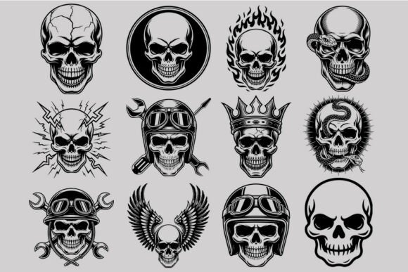 Download Skull SVG Bundle.Gothic Skull Vector Pac - Vector Collection