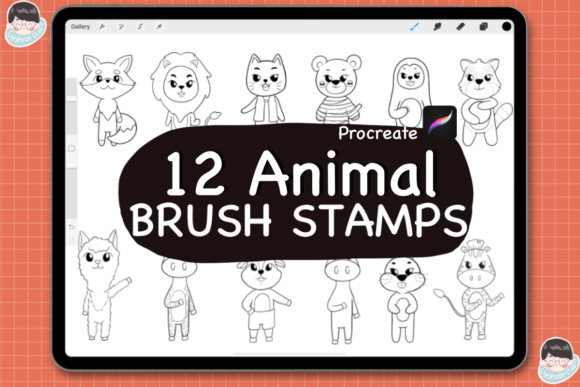Download 12 Animal Procreate Brush Stamps,Doodle - Procreate brush Collection