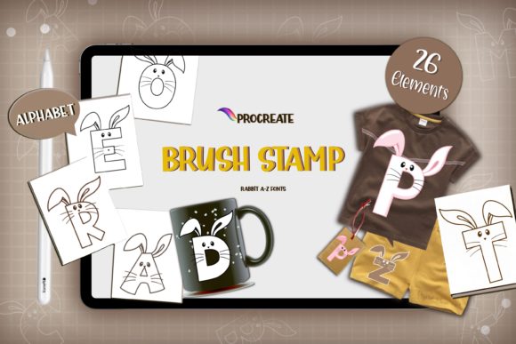 Download Procreate Brushes Stamp Alphabet Rabbit - Procreate brush Collection