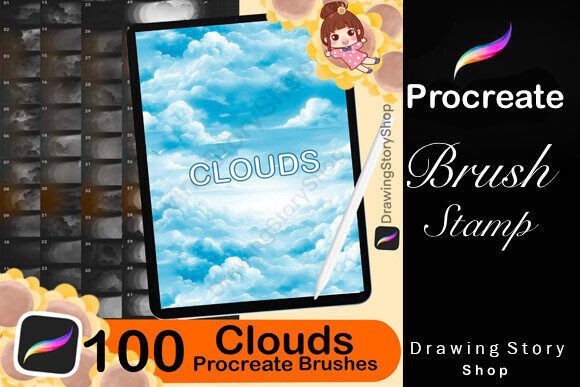 Download 100 Cloud Procreate Brushes,sky Texture - Procreate brush Collection