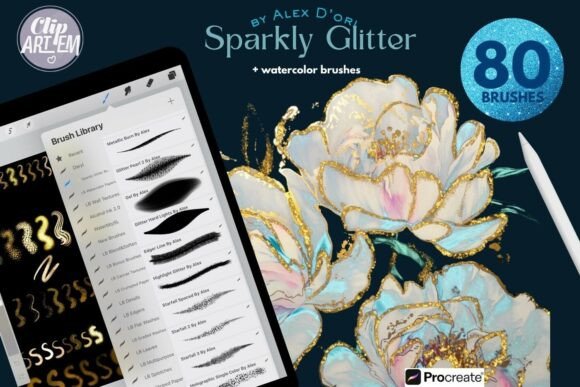 Download Glitter Watercolor Procreate Brushes 80 - Procreate brush Collection