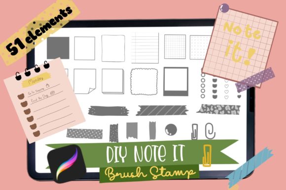 Download DIY Note Paper Procreate Brush Stamp - Procreate brush Collection