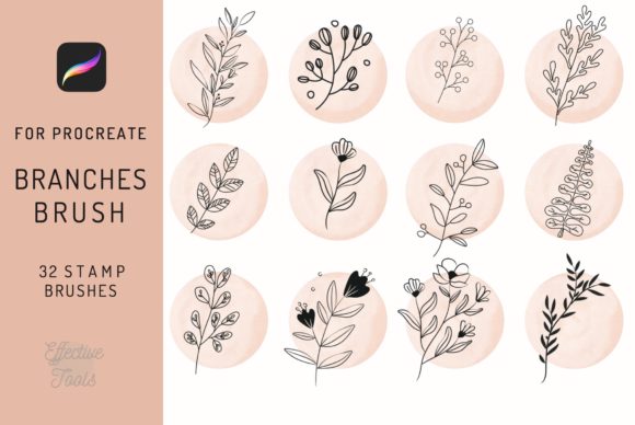 Download 32 Leaves and Branches Procreate Brushes - Procreate brush Collection