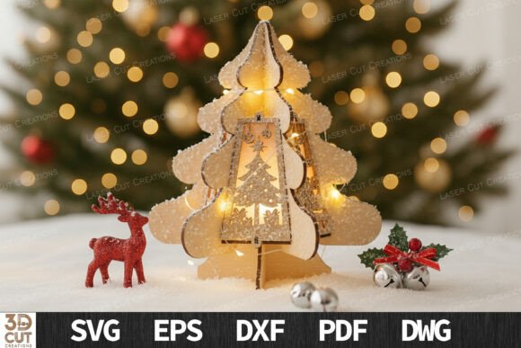 Download 3D Christmas Tree Lantern SVG File - Premium Resources