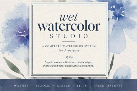 Download Wet Watercolor Procreate Brush Set - Procreate brush Collection