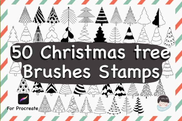 Download 50 Christmas Tree Procreate Brush Stamps - Procreate brush Collection