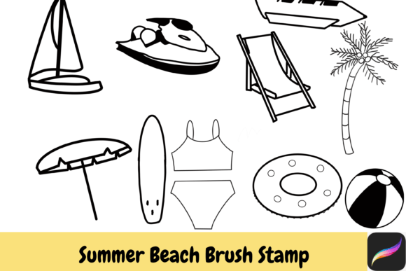 Download Beach Summer Procreate Brush Stamps IPAD - Procreate brush Collection