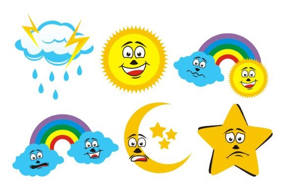 Download Cartoon Clouds Rain Elements Vector - Vector Collection