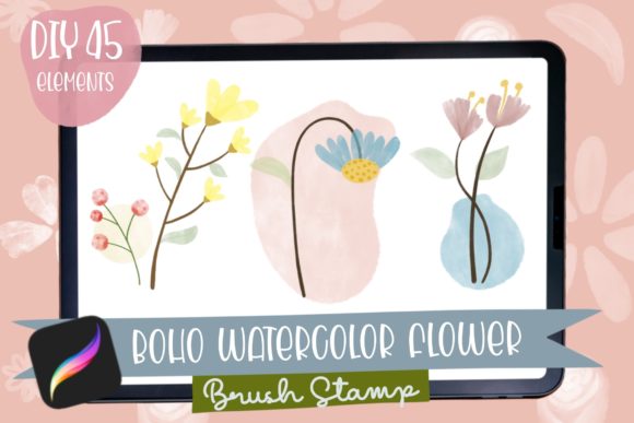 Download Procreate Brush Stamp Flower Watercolor - Procreate brush Collection