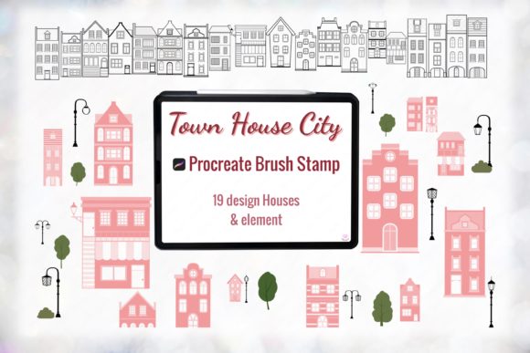 Download Town House Procreate Brush Stamp - Procreate brush Collection
