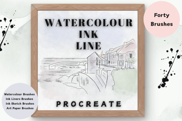 Download Watercolour Ink Line Procreate Brushes - Procreate brush Collection