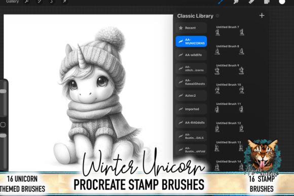 Download Winter Unicorn Procreate Brush Set - Procreate brush Collection