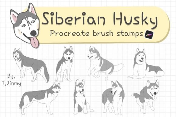 Download Siberian Husky Procreate Brush Stamps - Procreate brush Collection